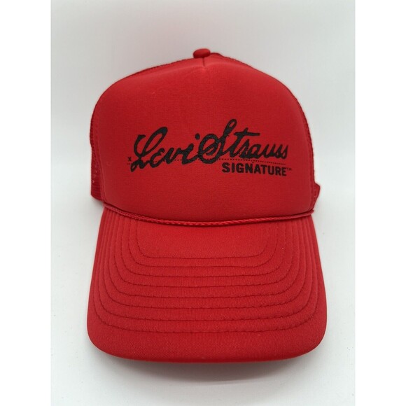 Levi Strauss Signature Vintage Mesh Trucker Adjustable Red Hat NWOT New Nissin - Picture 1 of 6